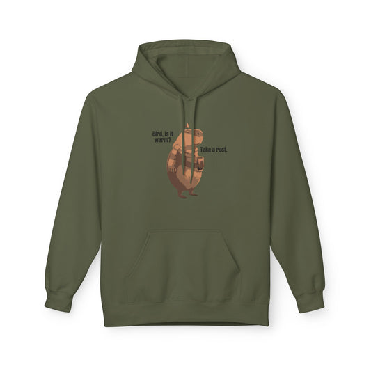 Dinlen, kuş unisex orta ağırlıklı yumuşak stil polar hoodie