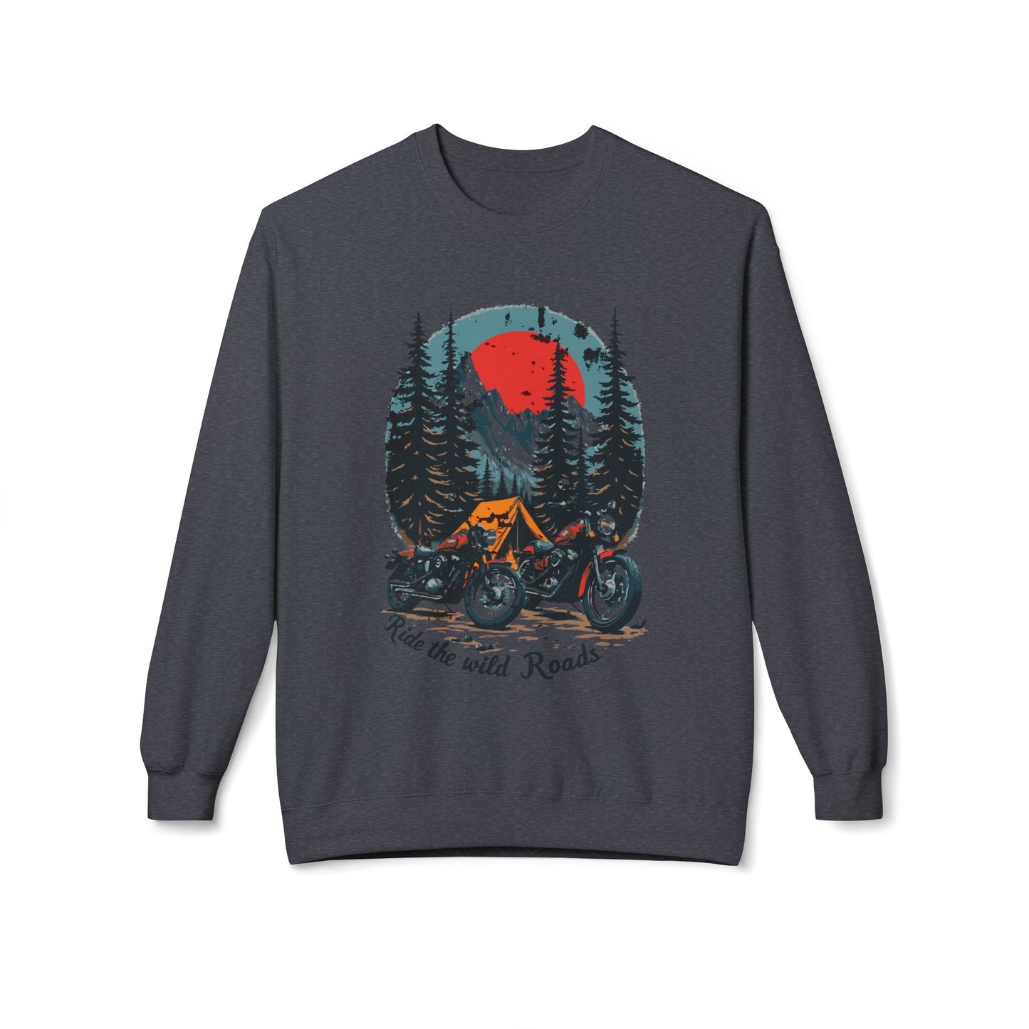 Ride the Wild Roads Unisex Midweight Softstyle Fleece Crewneck Sweatshirt - EmpressKorea