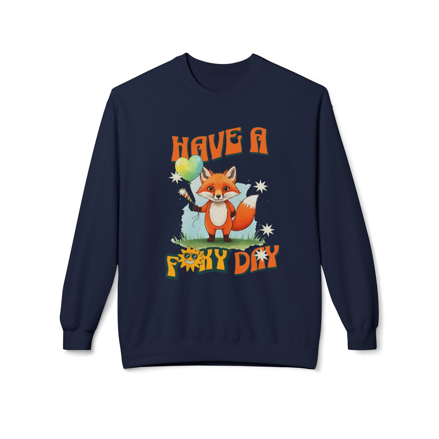 Have a foxy day! Unisex Midweight Softstyle Fleece Crewneck Sweatshirt - EmpressKorea