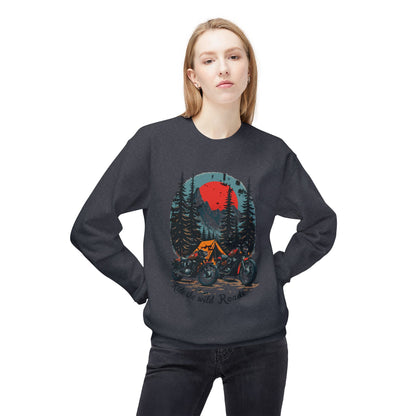 Ride the Wild Roads Unisex Midweight SoftStyle Fleece CrewNeck Sweatshirt - EmpressKorea