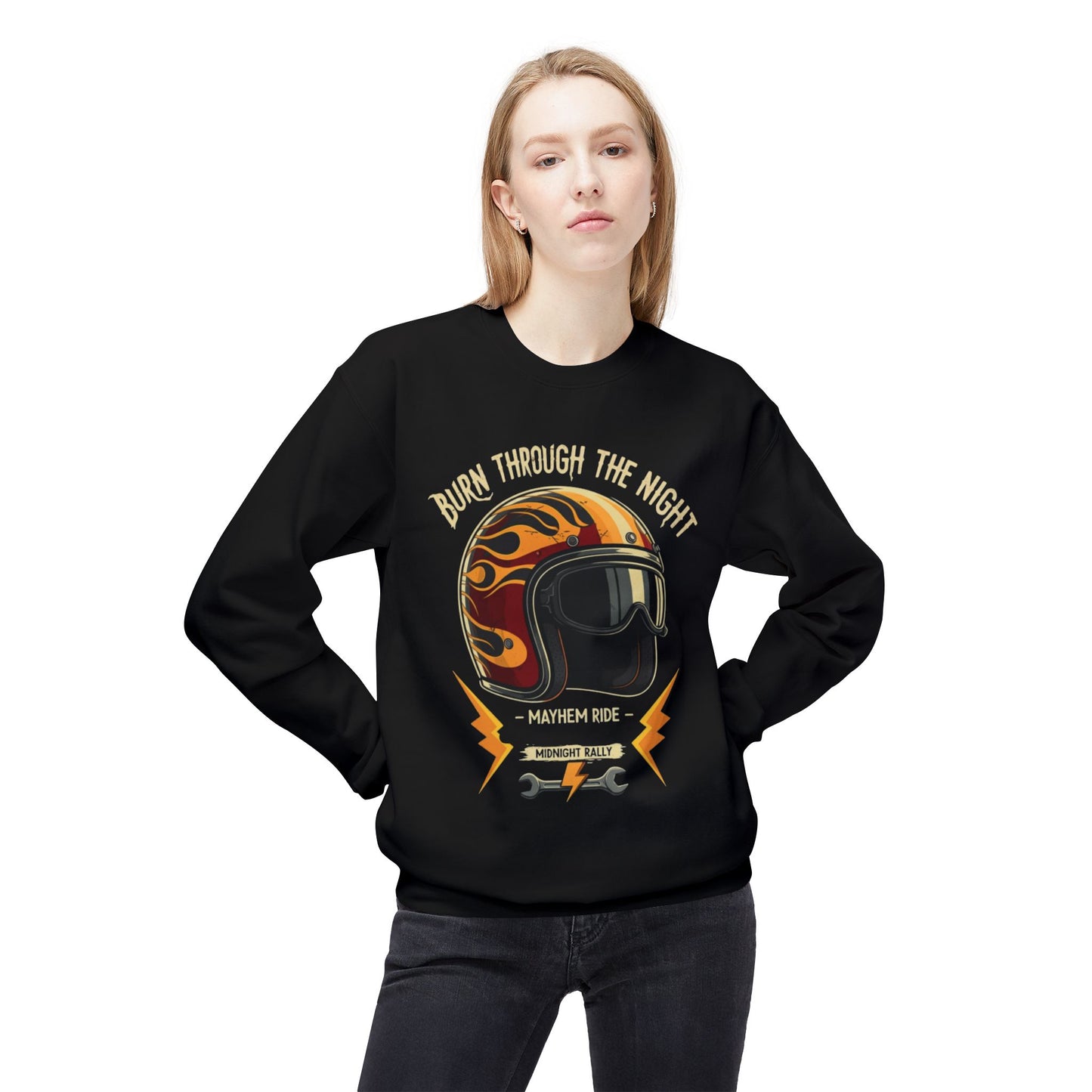 Brucia per tutta la notte unisex Midweight Mid Soltestyle Feece Crewneck Sweatshirt - EmpressKorea