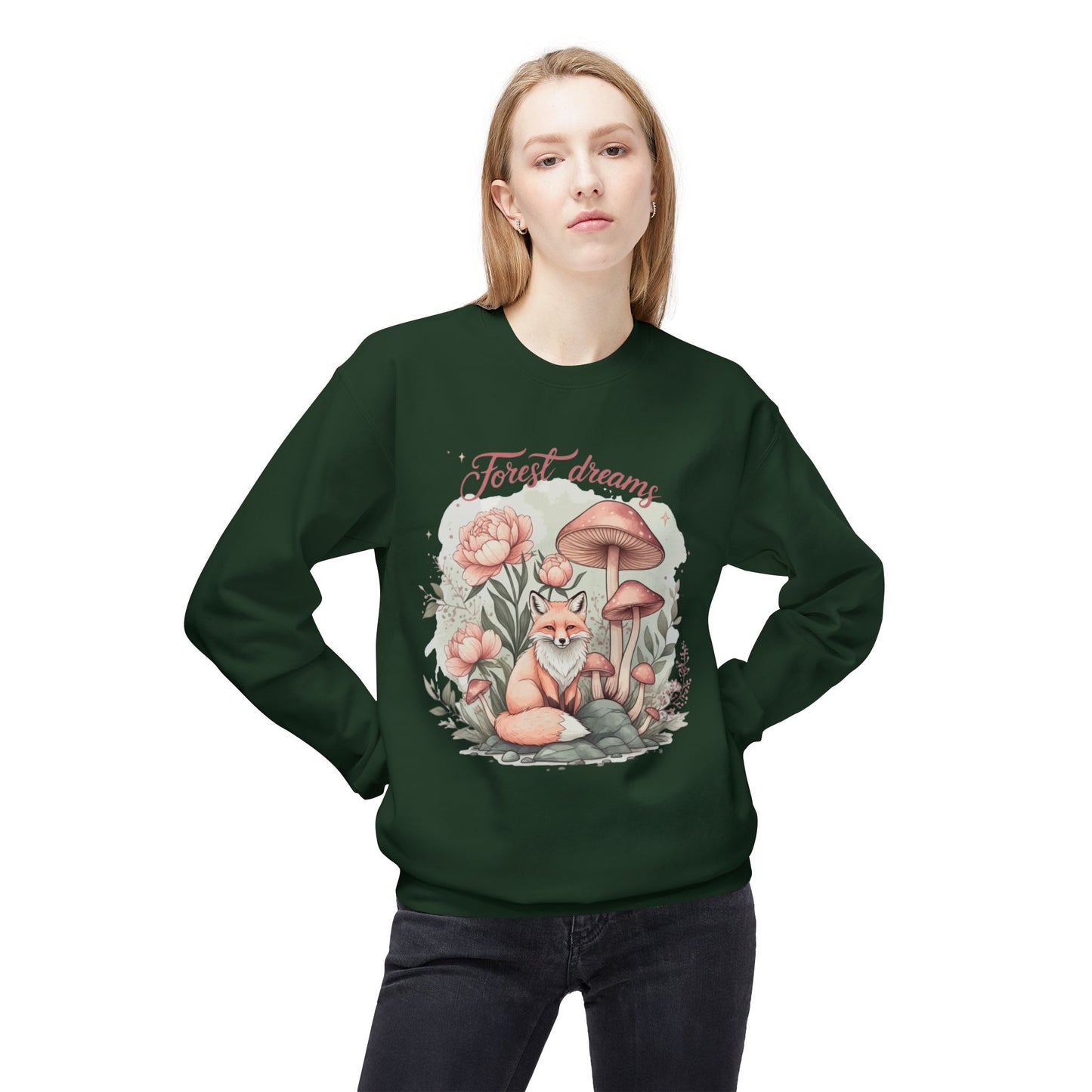 Forest Dream Unisex Midweight Mid Soltestyle Feece Creewneck Sweatshirt - EmpressKorea