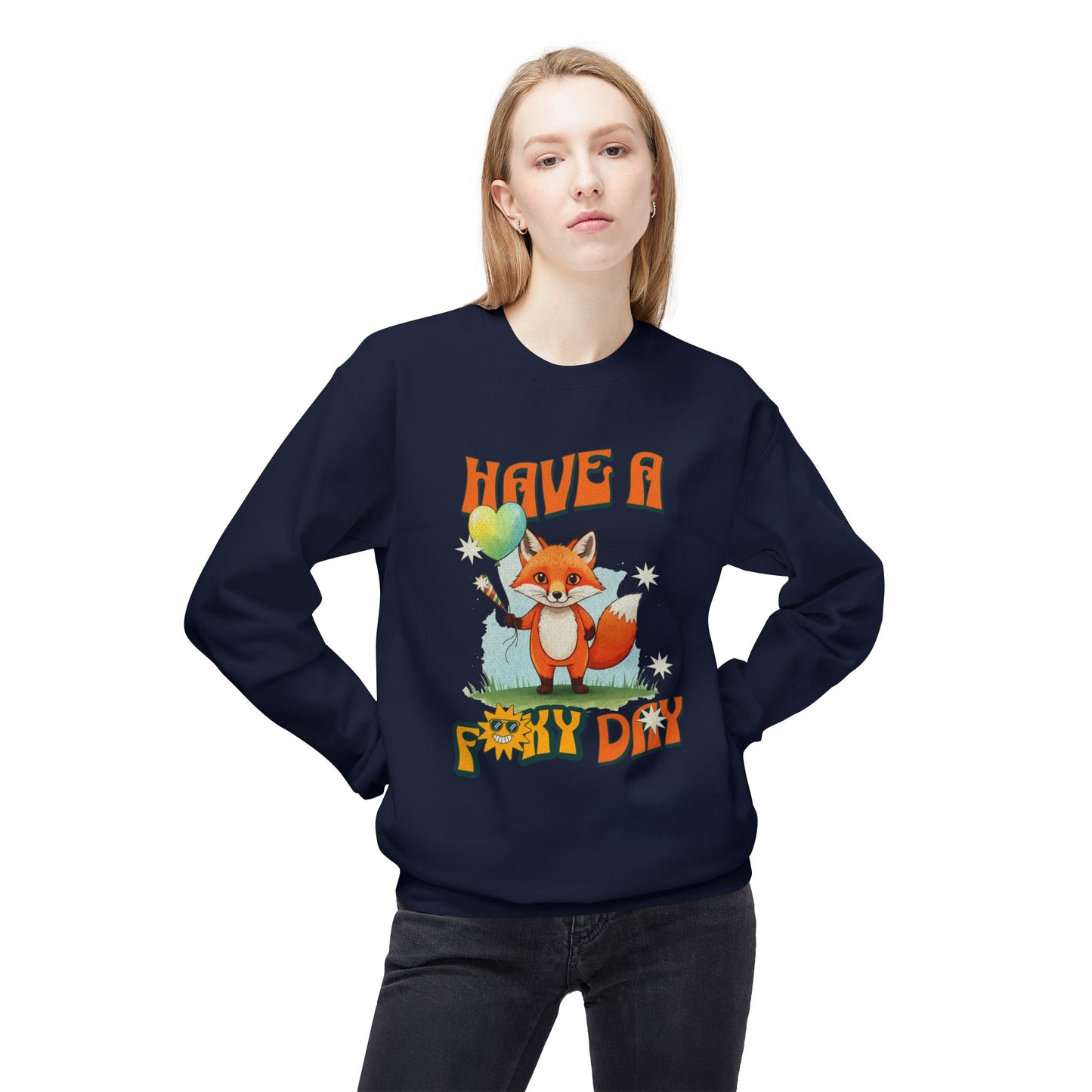 Ha en räv födelsedag! Unisex midweight softstyle fleece crewneck sweatshirt - EmpressKorea