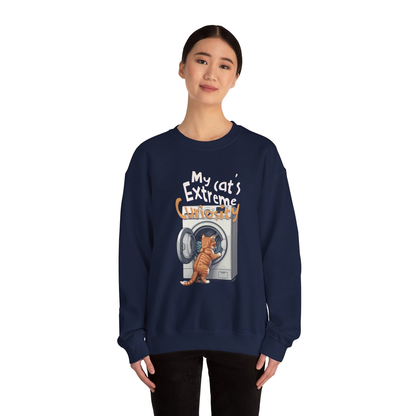 我猫的极端好奇心中性浓密的Blend™Crewneck运动衫 - EmpressKorea