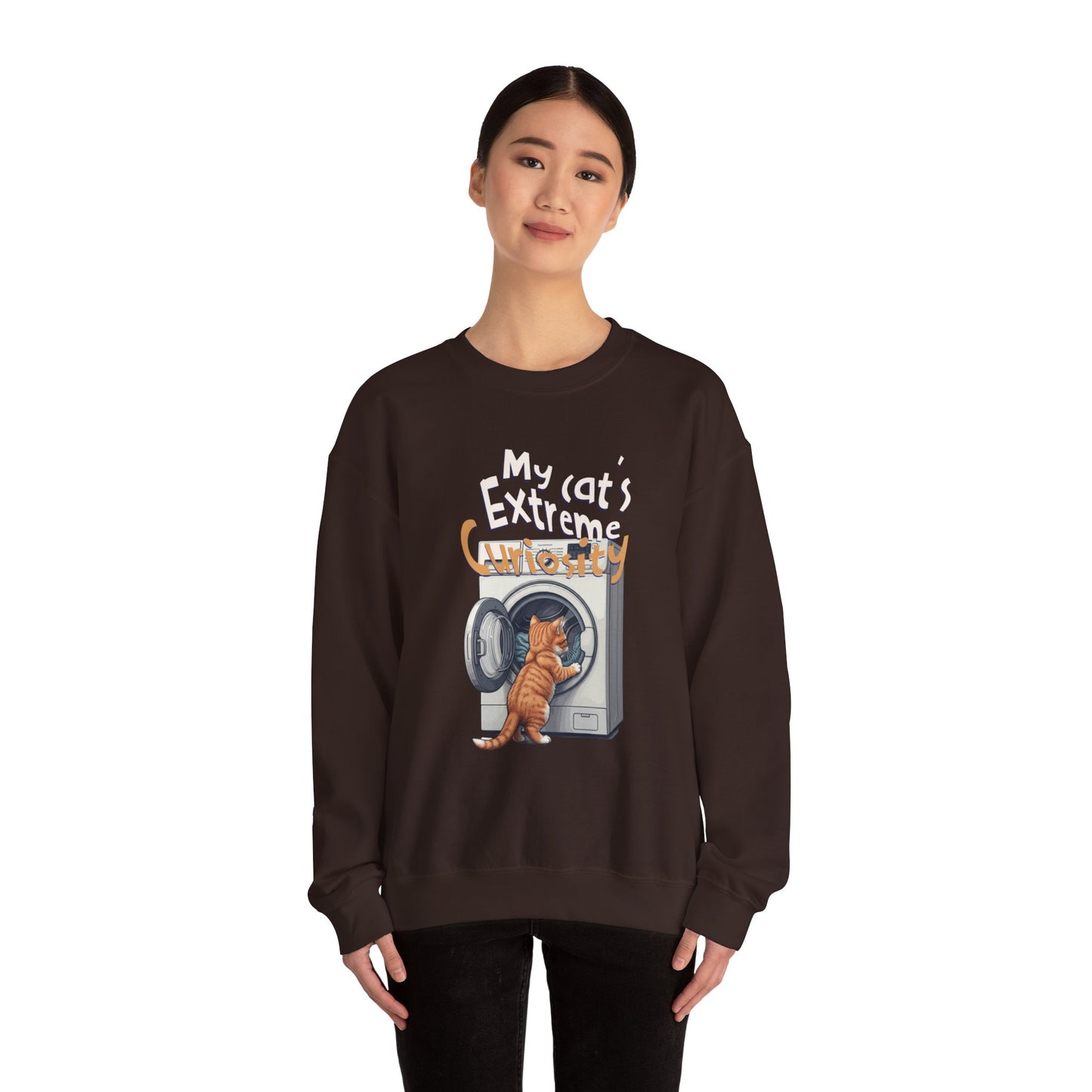 Kedimin aşırı merakı unisex heavy blend ™ Crewneck Sweatshirt - EmpressKorea