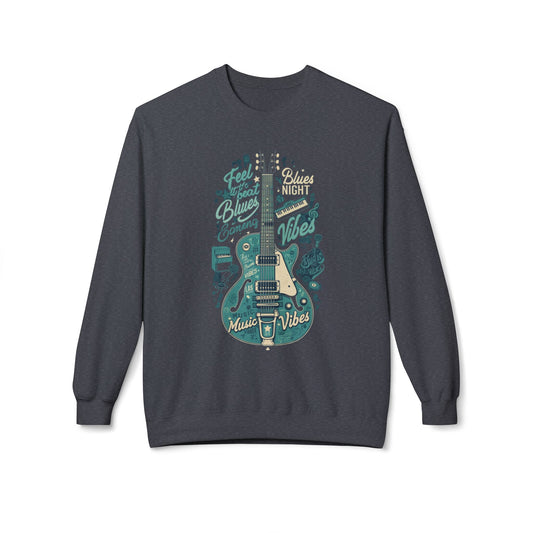 Blues Night Unisex orta ağırlıklı yumuşakstyle polar crewneck sweatshirt