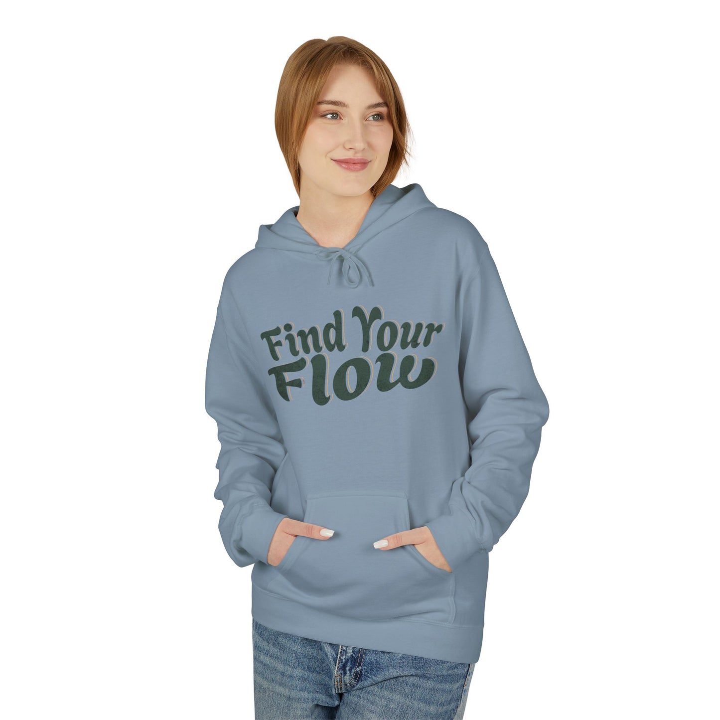 Hitta ditt flöde unisex midweight softstyle fleece hoodie - EmpressKorea