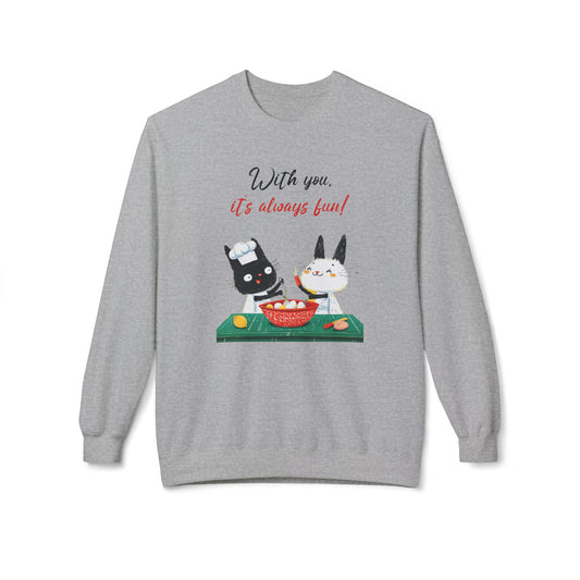 With you it's always fun Unisex Midweight Softstyle Fleece Crewneck Sweatshirt  - EmpressKorea