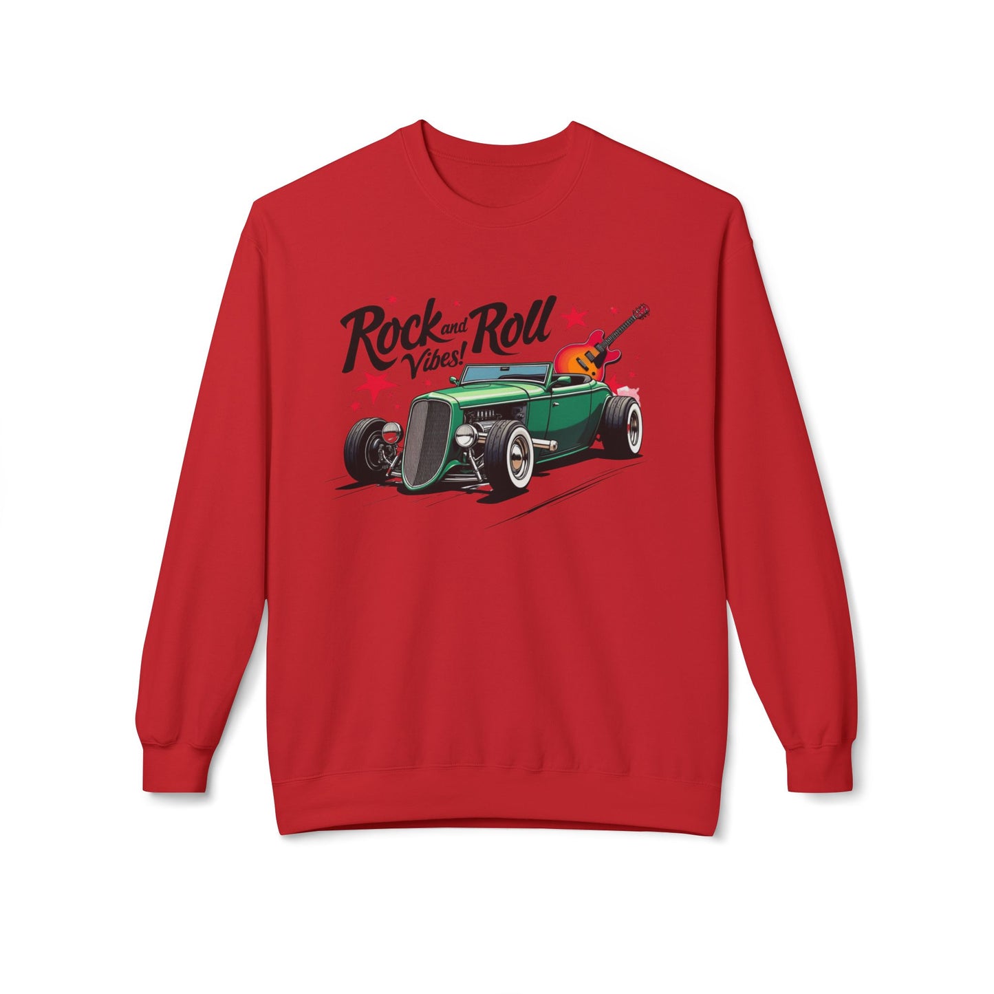 Rock & Roll Vibes Unisex Midweight SoftStyle Fleece Crewneck -paita - EmpressKorea