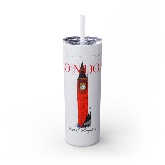 Luân Đôn long lanh Skinny Tumbler với ống hút, 20oz