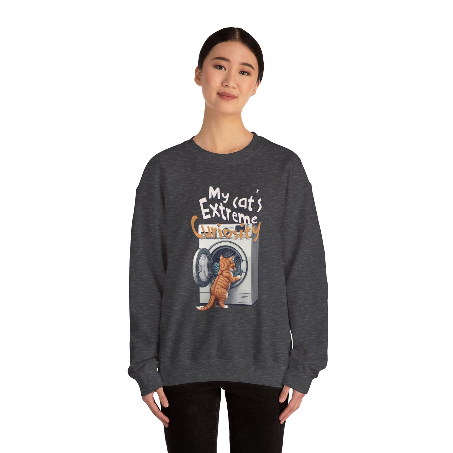 My cat's extreme curiosity Unisex Heavy Blend™ Crewneck Sweatshirt - EmpressKorea