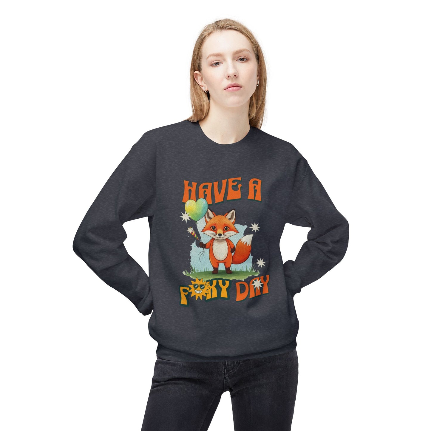 Ha en räv födelsedag! Unisex midweight softstyle fleece crewneck sweatshirt - EmpressKorea