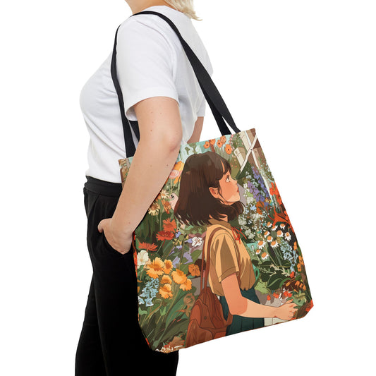 Girl and Flower Shop Tote Bag (AOP)