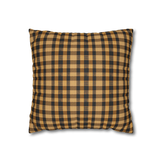 Gelbe Farbtons Plaid Faux Wildleder Quadratkissenbezug