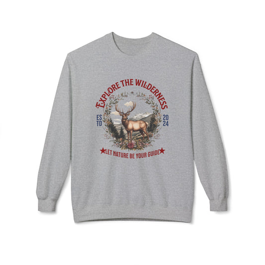 Explore the wilderness Unisex Midweight Softstyle Fleece Crewneck Sweatshirt  - EmpressKorea