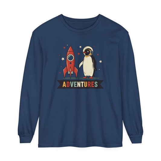 Adventures Unisex Garment-Dyed Long Sleeve T-skjorte