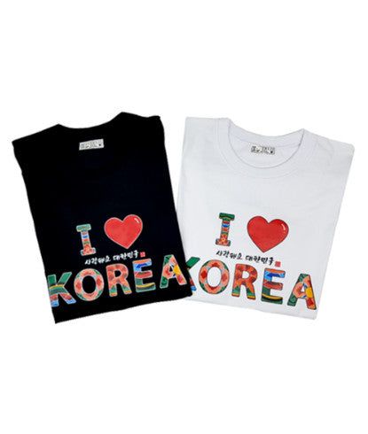 Crafty I LOVE KOREA Dancheong T-shirt (100% Cotton / 20 Count) - EmpressKorea