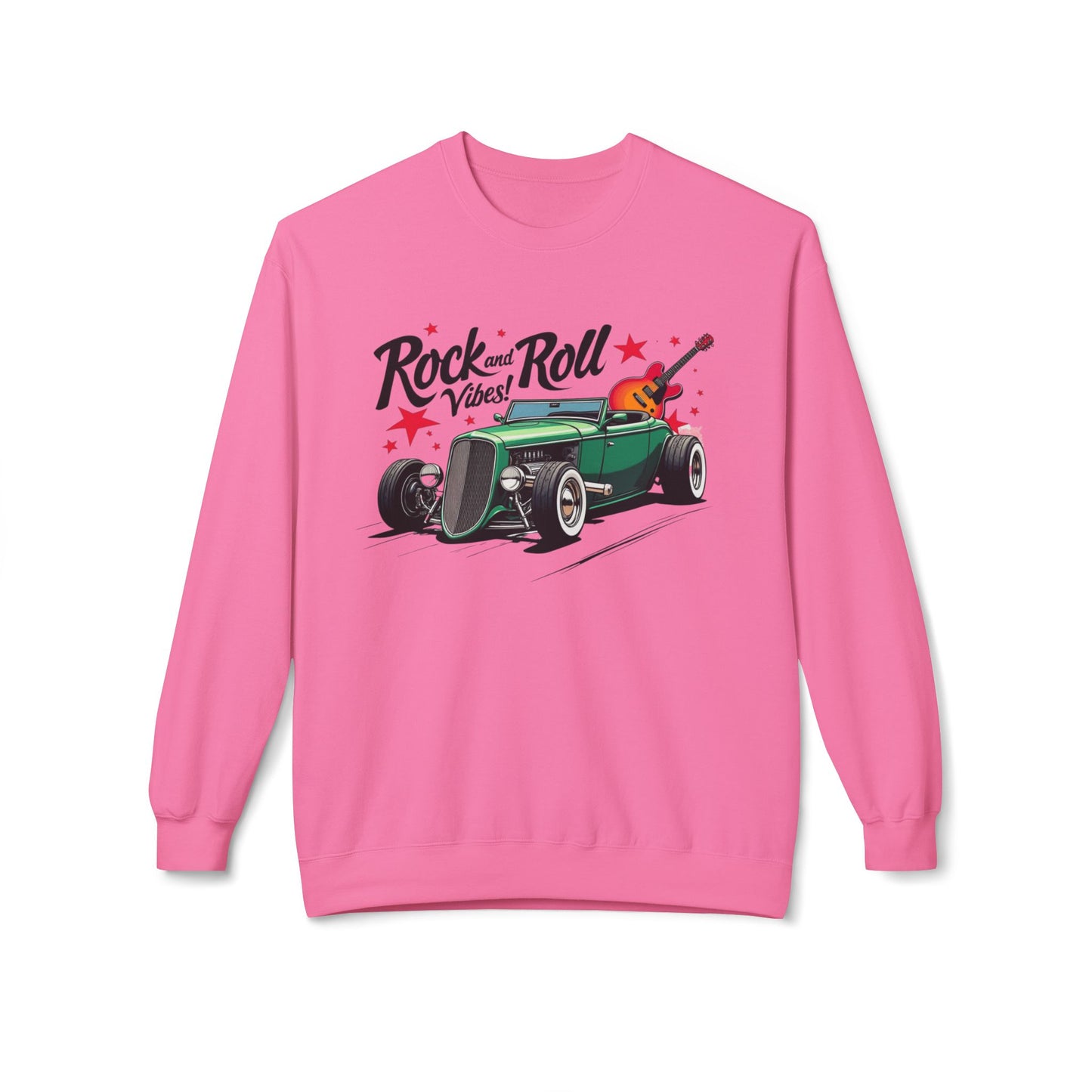 Rock & Roll Vibes Unisex Orta Siklet Softstyle Poleece Crewneck Sweatshirt - EmpressKorea