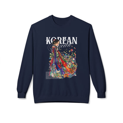 Koreli kalp unisex orta ağırlıklı yumuşaklık polar mürettebat sweatshirt - EmpressKorea