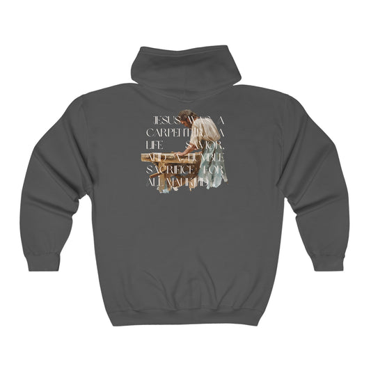 Jesus war ein Tischler Unisex Heavy Blend ™ Full Reißverschluss mit Kapuze -Sweatshirt