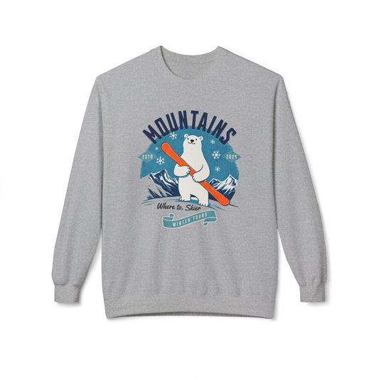 Mountains Unisex Midweight SoftStyle Fleece CrewNeck Sweatshirt - EmpressKorea