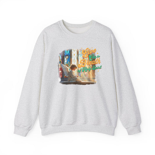 Sống trên hơi thở của Chúa Thánh Thần unisex Heavy Blend ™ Crewneck -creatshirt - EmpressKorea