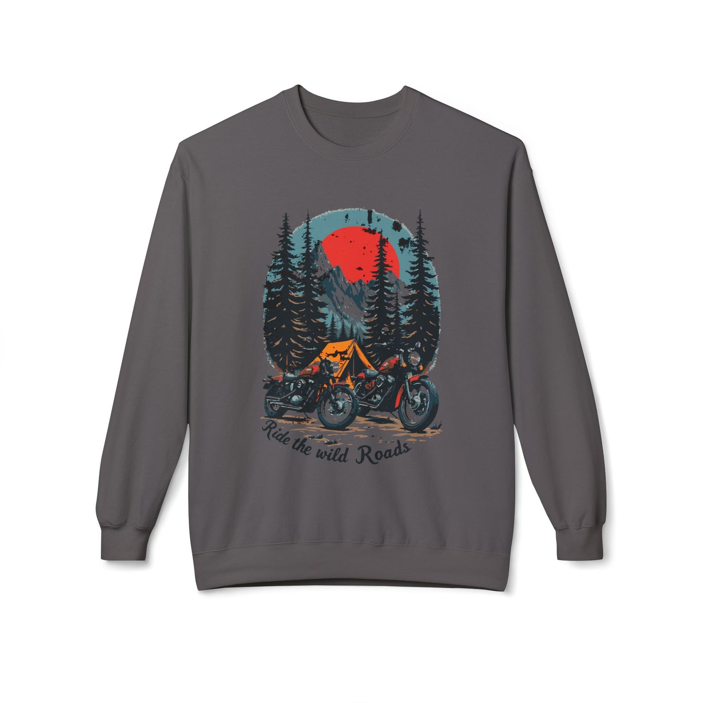 Ride the Wild Roads Unisex Midweight Softstyle Fleece Crewneck Sweatshirt - EmpressKorea