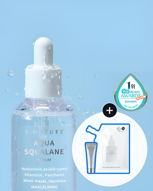 S.NATURE Limited Addition Aqua Squalane Serum 50ml+Refill 50ml+Moisturizing Cream 10ml