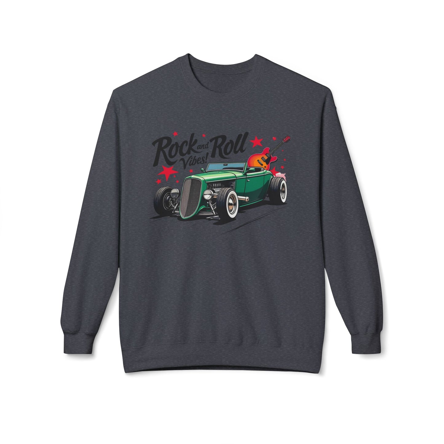 Rock & Roll Vibes Unisex Orta Siklet Softstyle Poleece Crewneck Sweatshirt - EmpressKorea