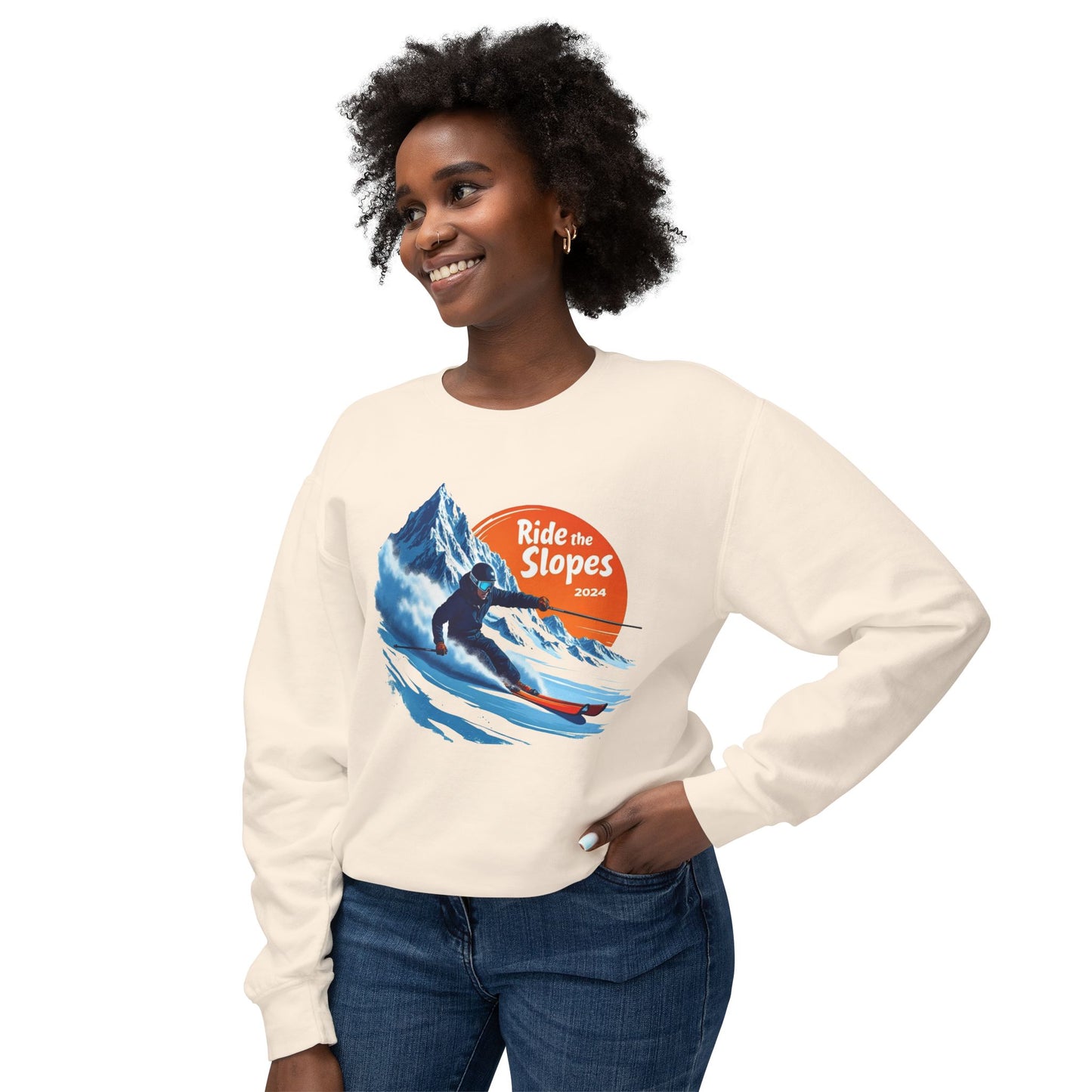 Ride the slopes Unisex Lightweight Crewneck Sweatshirt - EmpressKorea