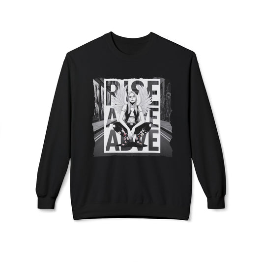 Rise por encima de la sudadera de cuello de letra unisex de peso suave