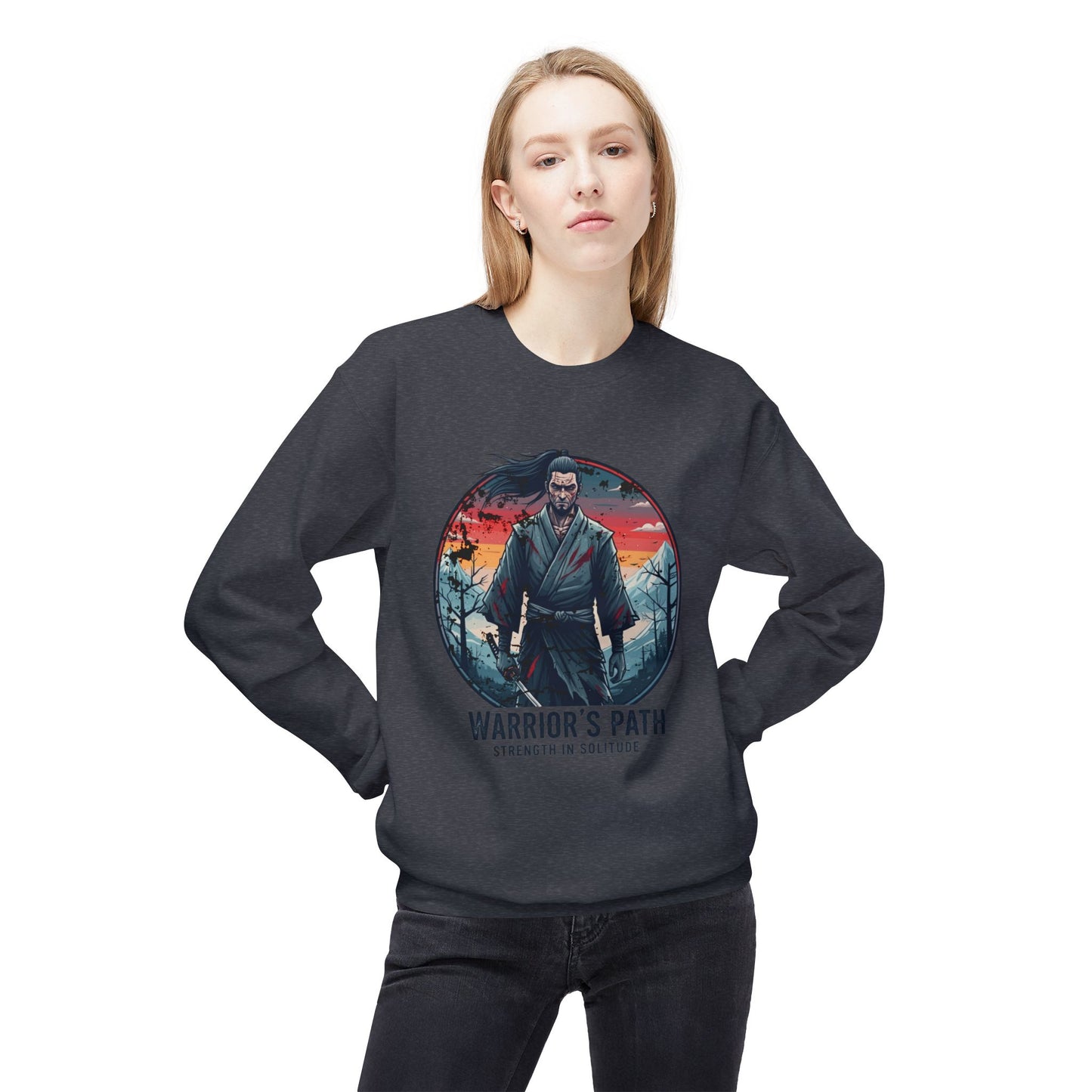 Warrior's Path Unisex Orta Siklet Softstyle Poleece Crewneck Sweatshirt - EmpressKorea