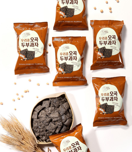 이장님 Bakery Wooribean Five Grain Tofu Snack Bácáilte, 50g, 7 bpíosa