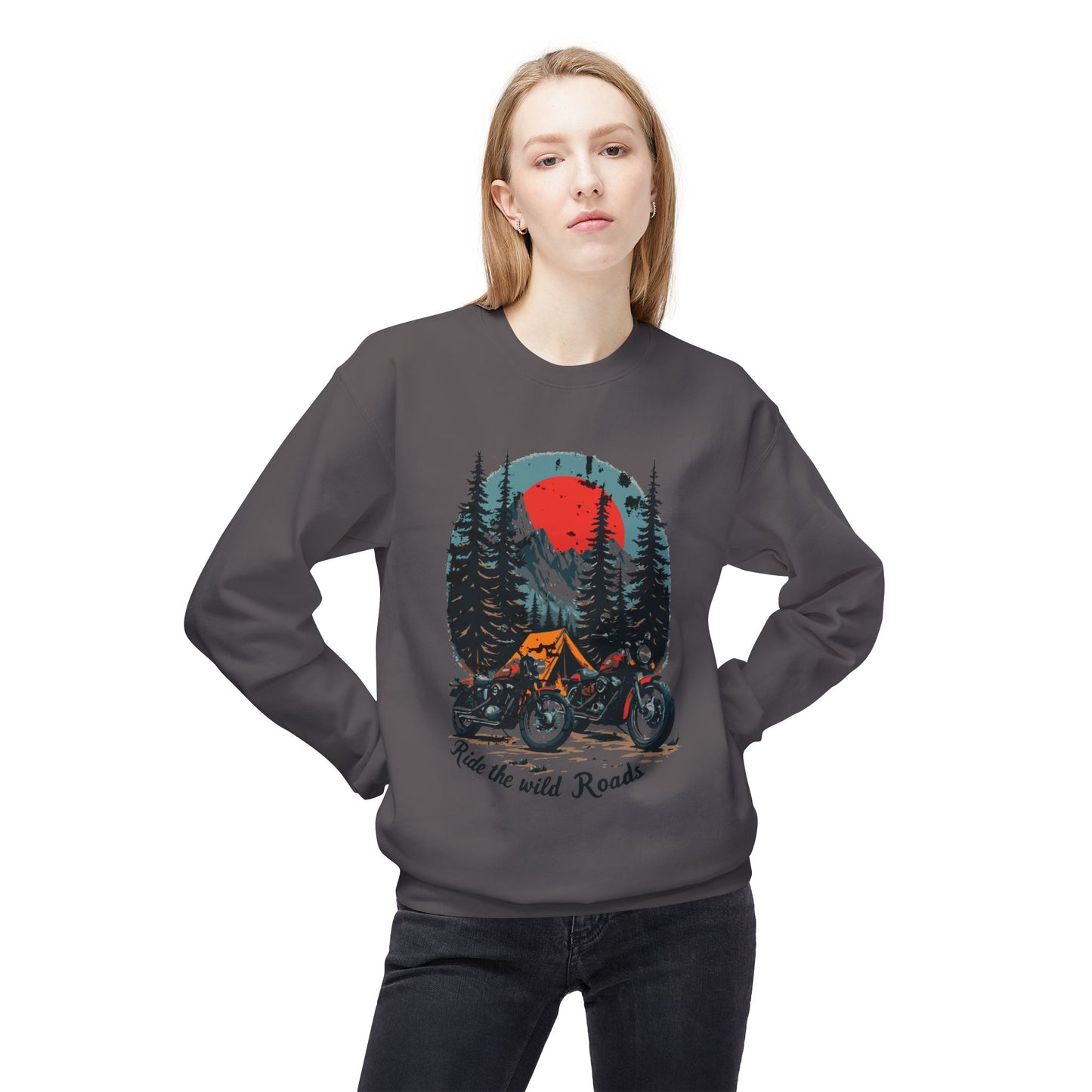 Taistil na Bóithre Fiáine Unisex Lár -mheáchan Softstyle Crewneck Sweatshirt - EmpressKorea