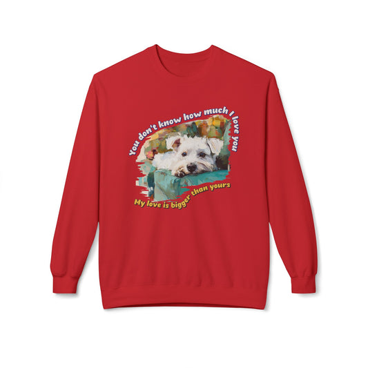 Mijn liefde is groter dan de jouwe unisex middengewicht softstyle fleece crewneck sweatshirt