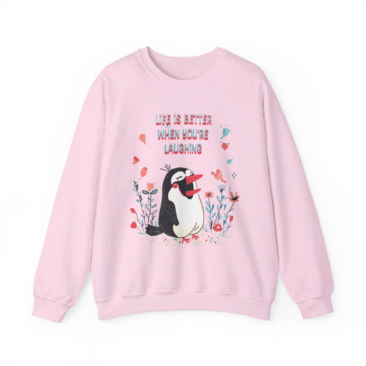 A vida é melhor quando você está rindo unissex Heavy Blend ™ Crewneck Sweatshirt