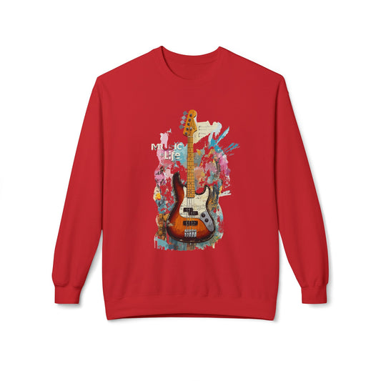 Müzik hayat unisex orta ağırlıklı yumuşakstyle polar mürettebat sweatshirt