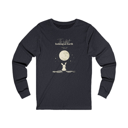 Kaninen som ser på jorden fra månen Unisex Jersey Long Sleeve tee