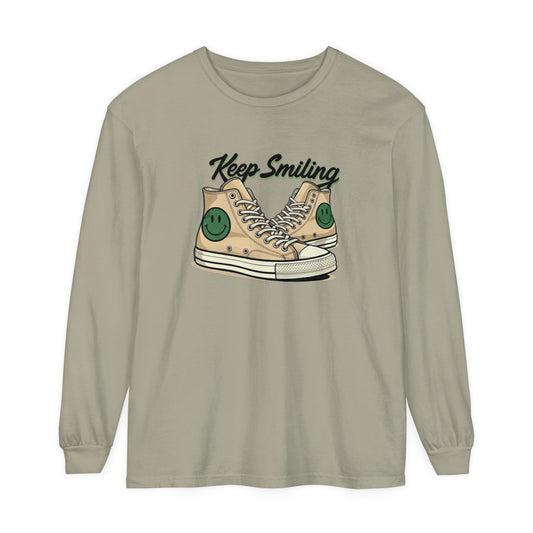 Kopi av Keep Smiling Unisex Garment-Dyed Long Sleeve T-skjorte