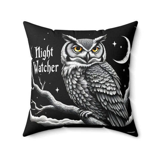 Night Watcher Spun Polyester Square Pillow