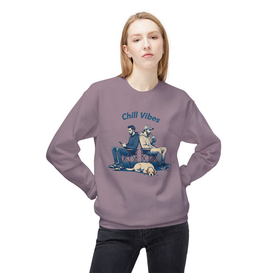 Chill Vibes Unisex Softstyle Lár -mheáchan Criú Sweatshirt Sweatshirt