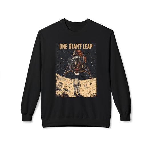 Bir dev sıçrama unisex orta ağırlıklı yumuşak stil polar mürettebat sweatshirt