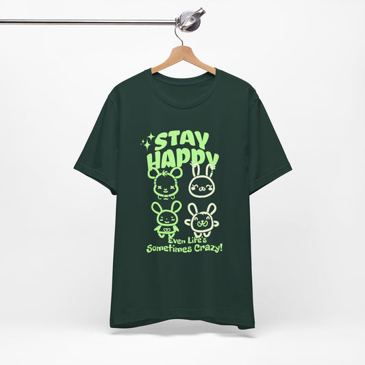 UNISEX JERSEY Kısa Kollu Tee Happy Stay