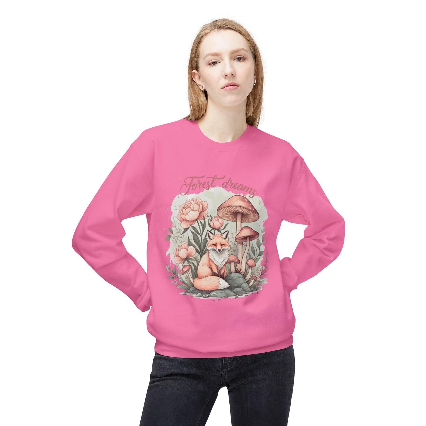 Forest Dream Unisex Orta Ağır Softstyle Poleece Crewneck Sweatshirt - EmpressKorea