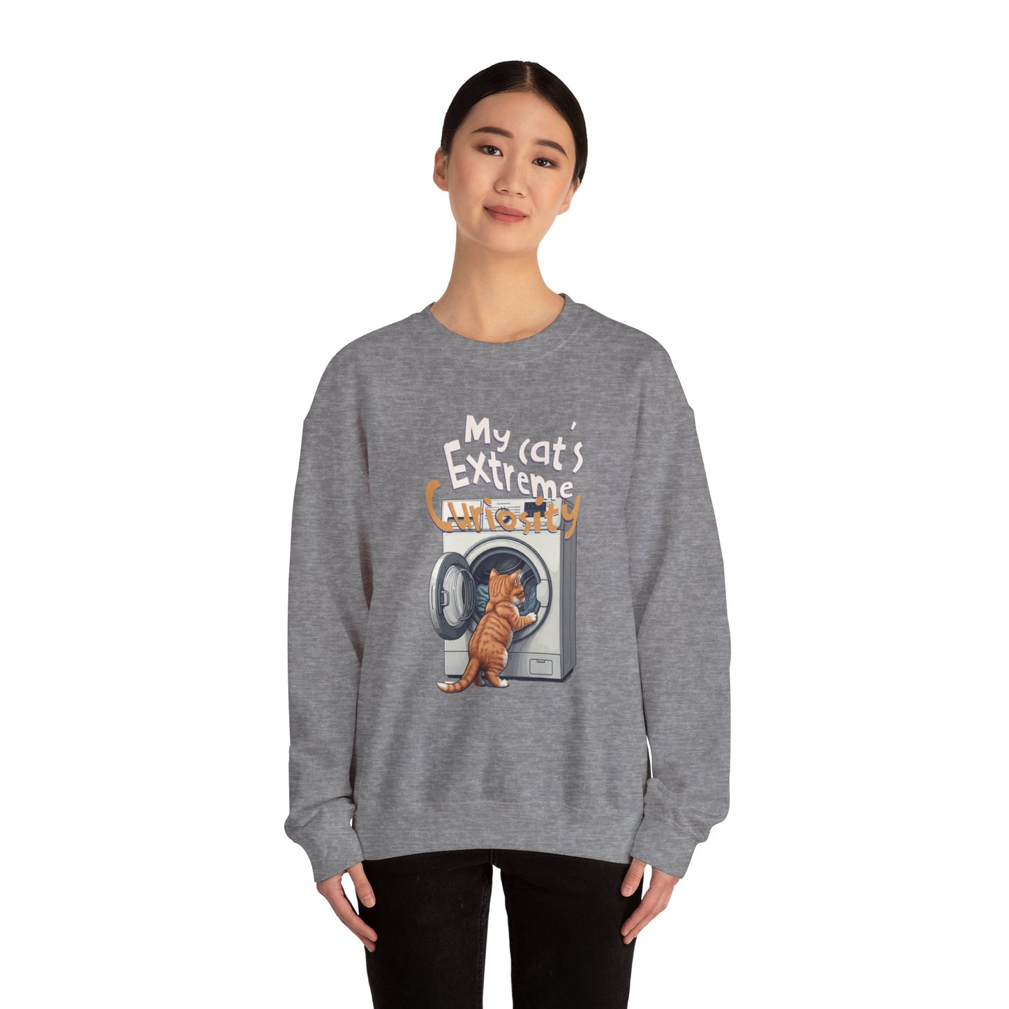 My cat's extreme curiosity Unisex Heavy Blend™ Crewneck Sweatshirt - EmpressKorea