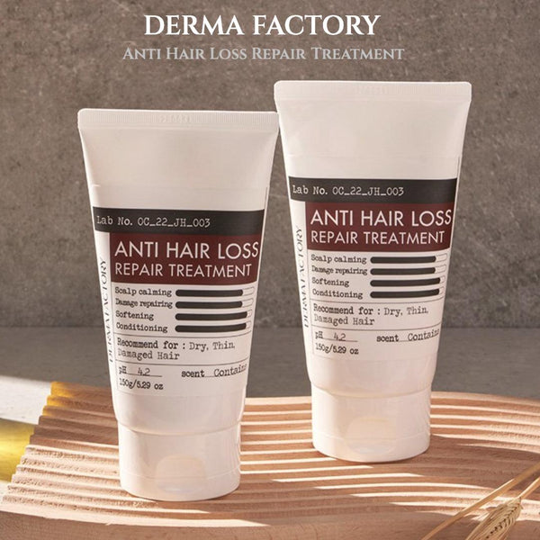 DERMA FACTORY Anti Hair Loss Repair Treatment 150g*2pcs Brewer's Yeast Protein Supply Caffeine Argan Kernel Oil Natural Active Ingredients Scalp Hair Care