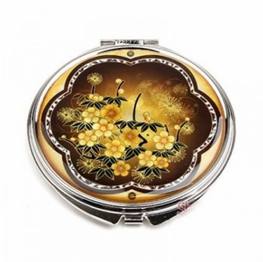 A Hand Mirror With Beautiful Mother Of Pearl Color, Mother Of Pearl Hand Mirror-Plum Blossom (Yellow) / Made In Korea - EmpressKorea