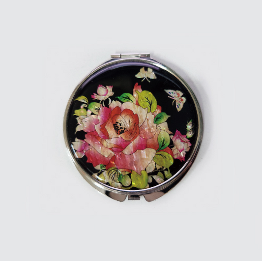 Harmony of Korean Style & Natural Mother Of Pearl Hand Mirror - Rose / Made In Korea - EmpressKorea