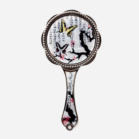 Hand Mirror With Beautiful Mother Of Pearl Handle, Mother Of Pearl  Handle Mirror - Plum Butterfly / Made in  Korea - EmpressKorea