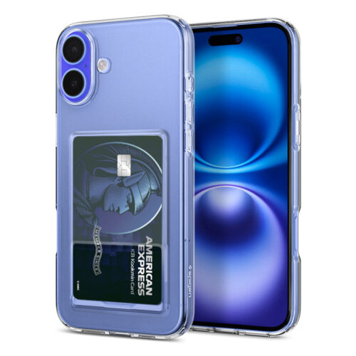 spigen iPhone 16 Case Slim Transportation Card Storage Crystal Slot Crystal Clear